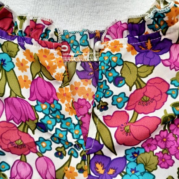 DAZIGN BLOUSE Short Sleeve White Floral Large Spring Flowy Romantic Office Core - Picture 5 of 9